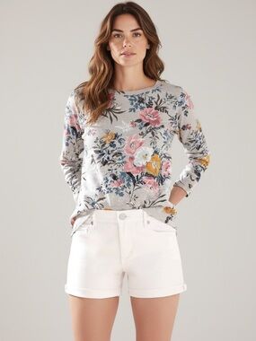 Loft White Denim Roll Cuff Jean Shorts Size 2